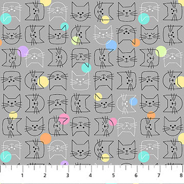 Cats Pajamas - Feline Faces - Small - Gray