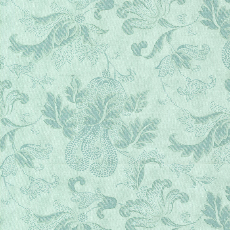 108" Wide Backing  - Etchings - Tonal Floral -  Aqua