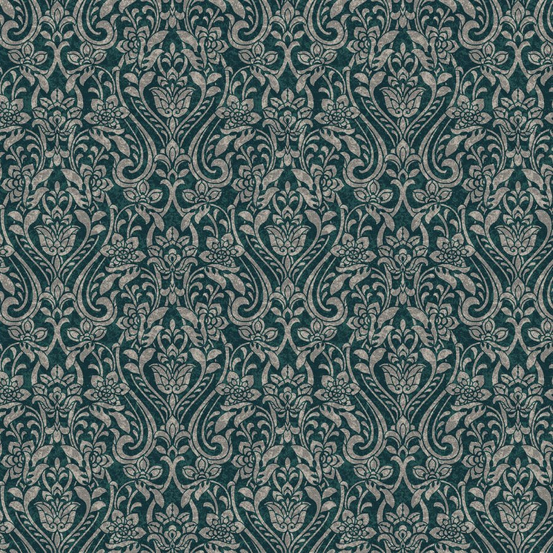 Hummingbirds and Honeysuckle - Medallion Teal/Grey