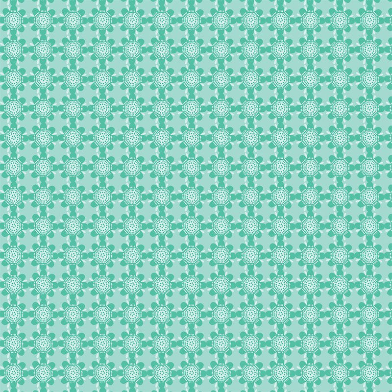Blooming Denim - Geo Floral - Aqua