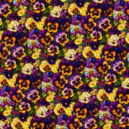 Gigi in the Garden - Pansy Stained Glass -  108" Wide Backing