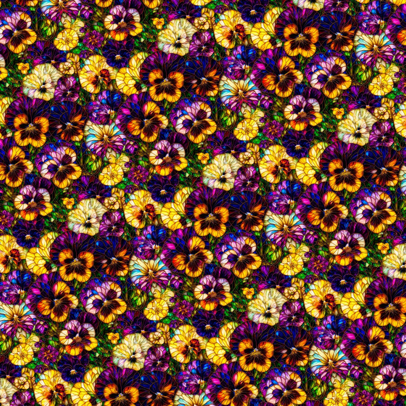 Gigi In The Garden - Stained Glass Pansies