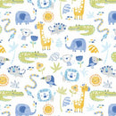 Elephant Play  Flannel- Animals - Blue FLANNEL