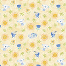 Elephant Play  Flannel- Tropical - Yellow - FLANNEL