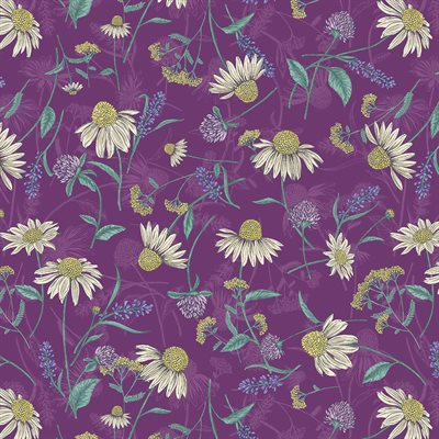 Bee Haven - Large Floral - Purple