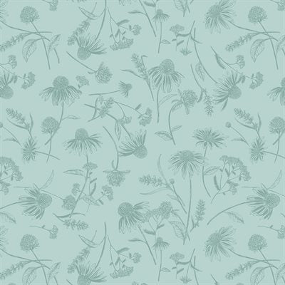 Bee Haven - Tonal Floral - Aqua