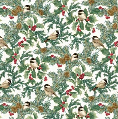 A Winter's Day - Chickadees - White