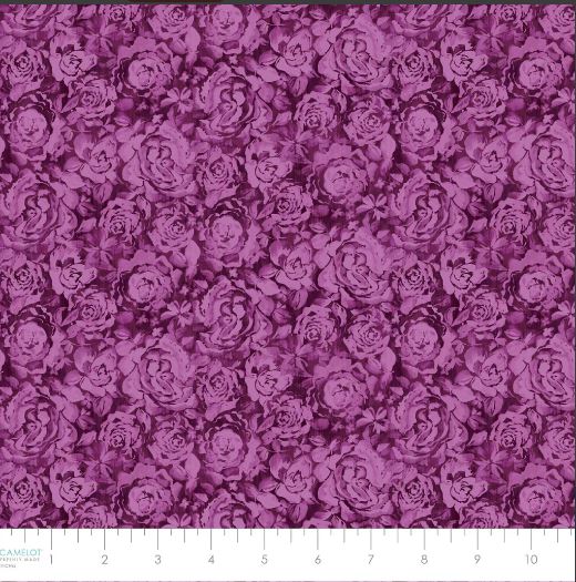 Daphne - Textured Roses - Purple Dark