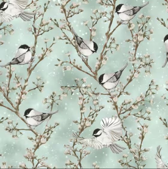 Cotton and Pine - Birds - Seafoam/Silver