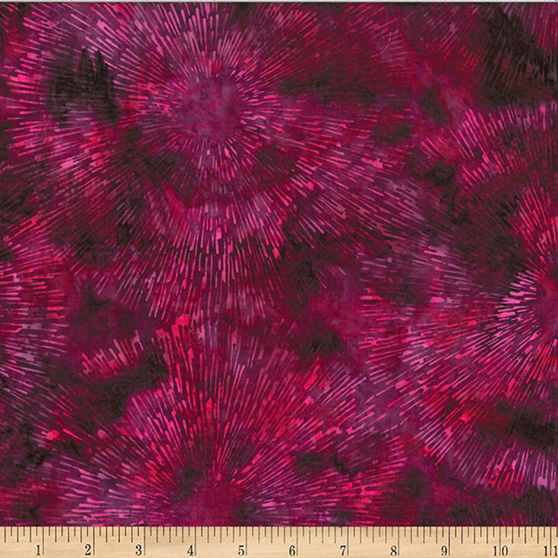 Bali Batik - Fireworks - Burgundy