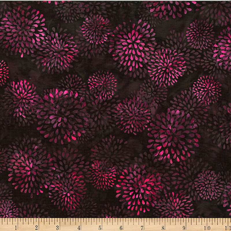 Bali Batik - Chrysanthemums - Black Cherry