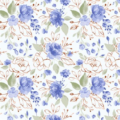 Countryside Garden - Rose Gold - Blue Serenity