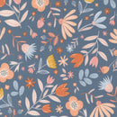 Blossoms and Blooms -Floral - Denim