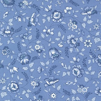 Genevieve - Jacobean Floral - Blue