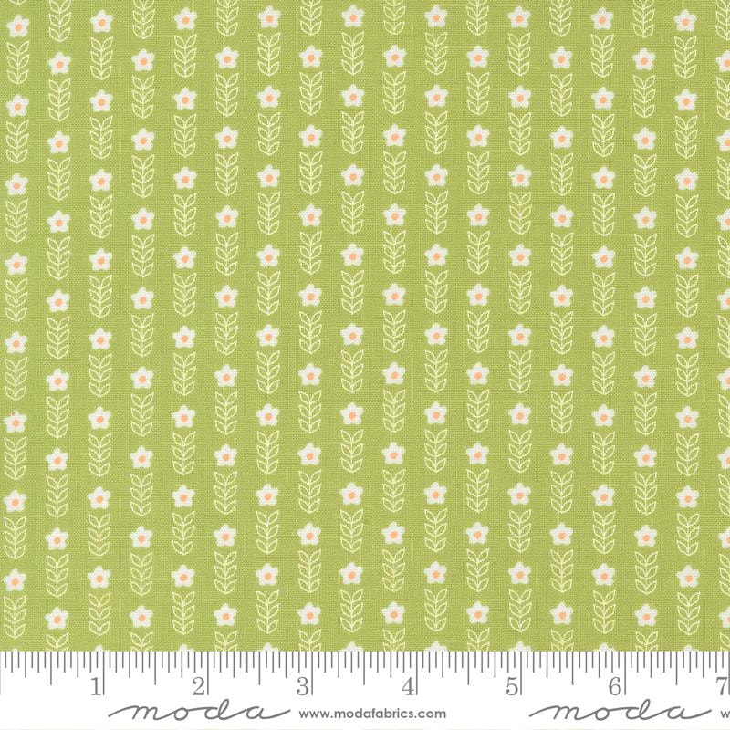 Strawberry Lemonade - Floral Rows - Green