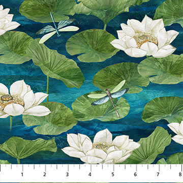 Tranquil Waters - Water Lilies - Dark Blue