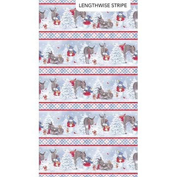 Little Donkey's Christmas FLANNEL - Border Stripe