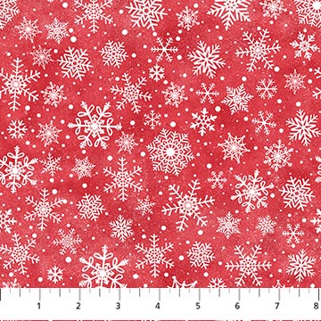 Little Donkey's Christmas FLANNEL - Snowflakes - Red