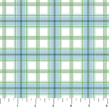 Woodland Woolies Flannel - White/Blue Plaid FLANNEL