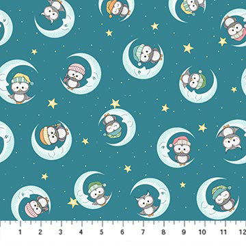 Night Owl FLANNEL - Teal Lullabye Moon