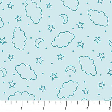 Night Owl FLANNEL - Sky Doodles - Aqua