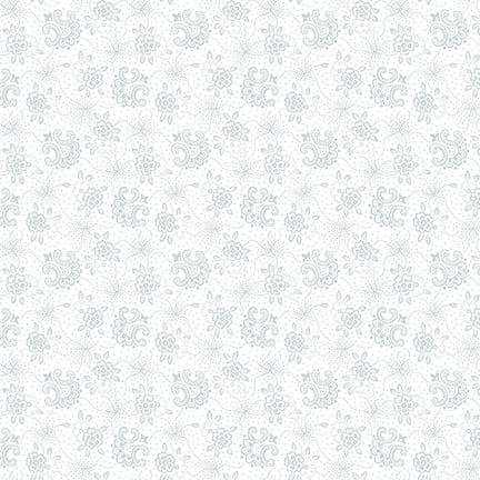 Quilters Flour V - Fancy Flower - White on White