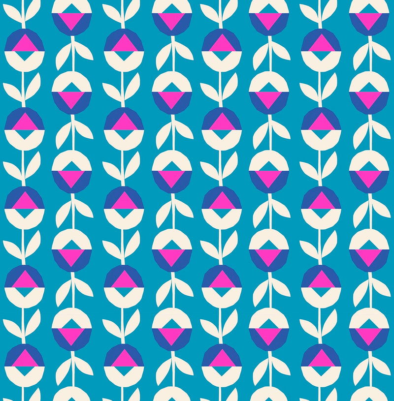 Eye Candy - Floral Rows - Cerulean