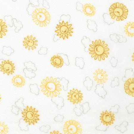 Cozy Cotton FLANNEL - Over the Moon - Suns - Sunshine