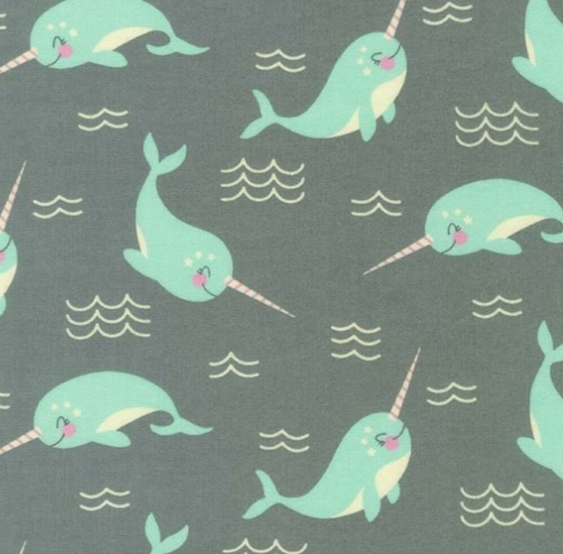 Snow Snuggles Flannel - Narwhals - Charcoal