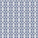 A close-up of a repeating blue geometric pattern on a white background.