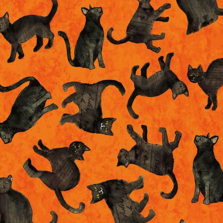 All Hallows Eve - Cats on Orange