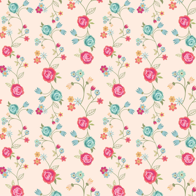 Calico Cowgirls - Floral Vines - Blush