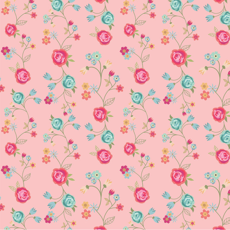 Calico Cowgirls - Floral Vines - Pink