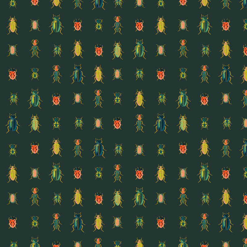 Curio - Beetles & Bugs - Hunter Metallic Fabric