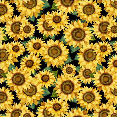 Hello Sunshine - Sunflower Collage - Black