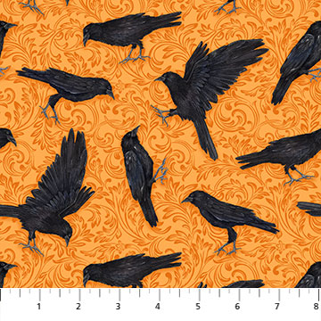 Candelabra - Black Birds on Orange