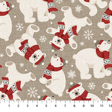Warm and Cozy Flannel - Taupe Bears FLANNEL